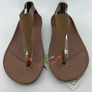 Crocs Serena Flip Sandal Brown Women 6 Slingback Thong Casual Wedge Slip On New thumbnail 3