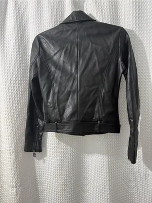Elodie Women’s Black Faux Leather Moto Biker Jacket Women's Zip Front Size XS thumbnail 7