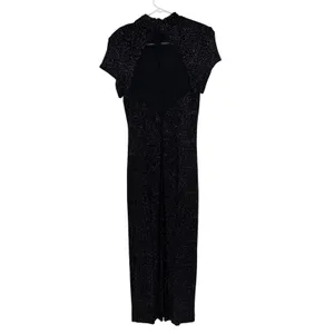 Vintage Night Way Collections Maxi Dress Women 12 Black Silver Glitter Mesh Hoco thumbnail 6