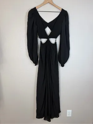 Indah Julie Solid Ruched Bodice Cutaway Maxi Dress Black Small $258 Revolve thumbnail 5