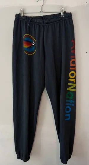 Aviator Nation Vail Sweatpants Logo Charcoal Grey XL Colorado SOLD OUT thumbnail 1