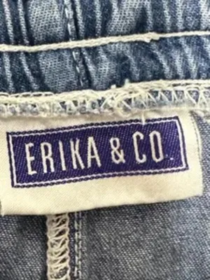 Vintage 90s Erika & Co. Cotton Chambray Shorts, High Waisted Drawstring (Size M) thumbnail 4