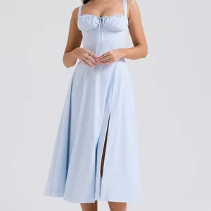 HOUSE OF CB 'Carmen' Soft Blue Cotton Bustier Sundress NWOT thumbnail 5