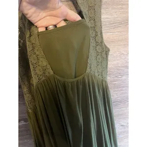Anthropologie Lilka Dress Olive Green Rayon & Lace Sleeveless Open Back Sz S thumbnail 10