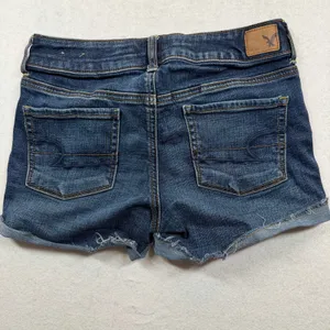 American Eagle Outfitters Denim Shorts Womens 4 Blue Mid Rise Cuffed Stretch thumbnail 4