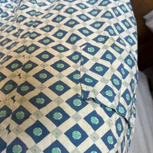 Vintage Apron Family Heirloom Tie Back Waist Blue Geometric Handmade thumbnail 4