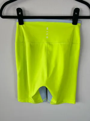 Wilo the Label Colorblock Biker Shorts Neon Lime & Gray Athletic Gym Yoga Medium thumbnail 5