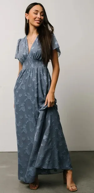 Baltic Born Smocked Waist Blue Floral Maxi Dress thumbnail 1