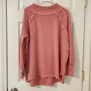 Free People We The Free Oversized Thermal Small Pink Sweater Top She’s a Keeper thumbnail 3