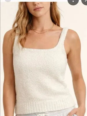 Free People Movement‎ Cozy Fuzzy Sherpa Knit Tank Blouse Small New thumbnail 1