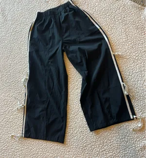 Adorable Black Track Pants with White Side Ties thumbnail 8