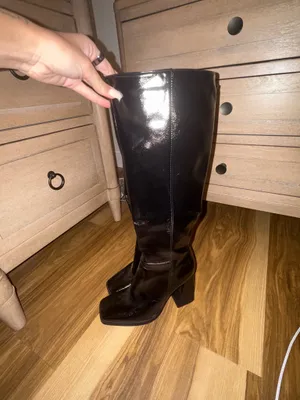 Princess Polly Patent Leather Knee-High Boots 8 thumbnail 3