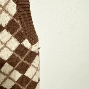 Hollister Dress‎ Women Size XS Brown Plaid Sleeveless Cotton Knit Sweater Mini thumbnail 5
