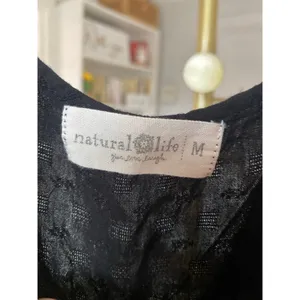 Natural Life Black Rayon Tiered Knee‎ Length Dress Quiet Luxury Coquette Euro M thumbnail 5