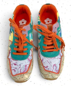 Farm Rio Sneakers Mixed Print Colorful Bright Retro Casual Comfort Shoes Size 38 thumbnail 1