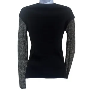 Maje Lysea Mixed Media Long Sleeve Top Fairygoth Party Grunge Chic Size 1 (S) thumbnail 4