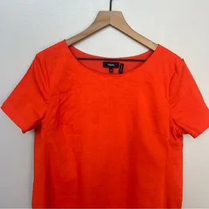 Theory Panel Shift Good Linen Mini Dress in Crunch Size XL Orange Short Sleeve thumbnail 8