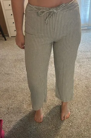 BeachLunchLounge Grey and white striped linen pants thumbnail 1