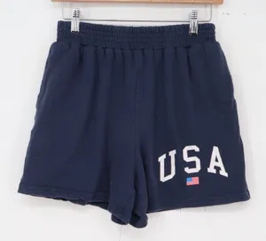 Mighty Fine Shorts Womens S Navy USA Graphic Flag Sweat Shorts Excellent thumbnail 1