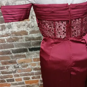 Faeriesty Evening Gown Small Red Beaded Sequin Strapless Dress Wedding Party thumbnail 11