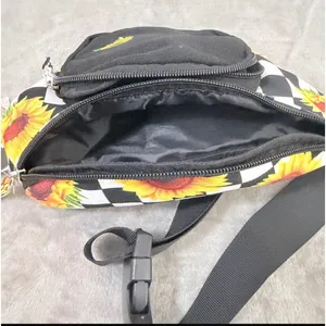 Spencer's Fanny Pack OS Black Sunflower 90s Checkered Travel Festival Belt Bag thumbnail 4