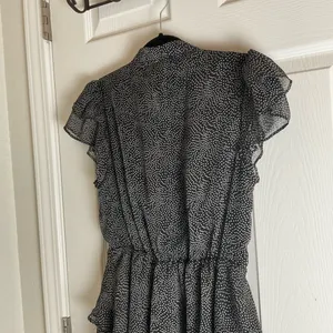 French Kiss Black & White Polka Dot Flutter Sleeve Tiered Ruffle Mini Dress NWT thumbnail 9