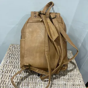 NEW Revive Vegan Backpack Handbag Tan 12” Tall Floral Zip‎ thumbnail 4