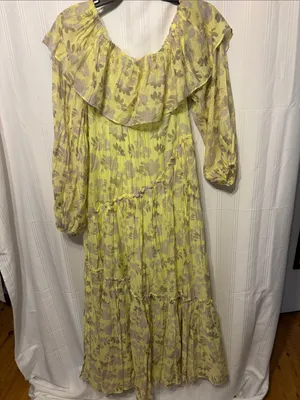 Astr Floral Yellow and Gray Tiered Maxi Dress thumbnail 5