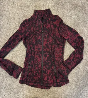 lululemon athletica Burgundy and Black Patterned Bomber Jacket thumbnail 1