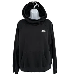 Nike Hoodie Women M Black Funnel Neck Essential Fleece Pullover BV4116 Gym Yoga thumbnail 2