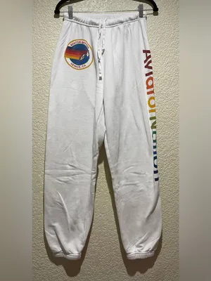 Aviator Nation White Sweatpants with Rainbow Side Logo Size M thumbnail 5