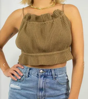 Grey Bandit Brown Crop Top thumbnail 1