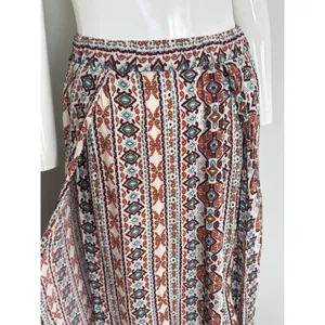 Women’s Aztec Print Maxi Skirt Cover Up Boho Hippie Festival High Side Slits M thumbnail 5