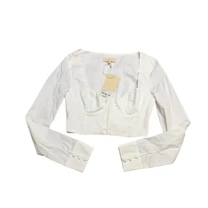 ✨Meshki Zahara Corset Shirt White‎ Long Sleeve Crop Top NWT XS✨ thumbnail 2