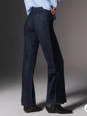 Anthropologie Maeve Bow Peep High-Rise Flare Jeans thumbnail 2