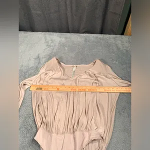 Free people intimately Long Sleeve blouse Bodysuit tan small thumbnail 6