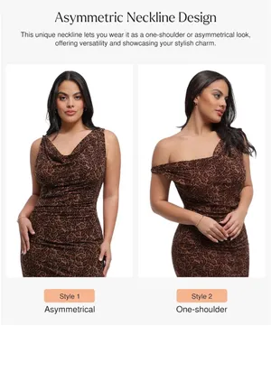 Popilush Amazon Shapewear Dress leopard Brown Size L thumbnail 3