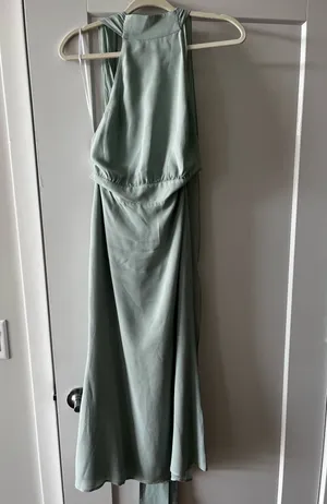 Reformation Lizbeth Halter Neck Dress Celadon thumbnail 4