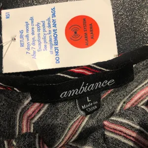 NWT Ambiance Large Black Red‎ White Striped Crop Top Off the Shoulders thumbnail 5