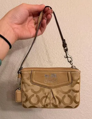 Vintage Tan Op Coach Wristlet thumbnail 1