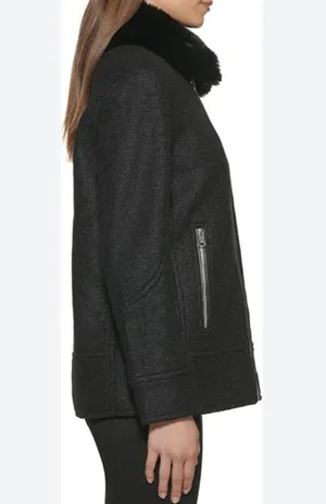 Kenneth Cole Womens Faux Fur Collar Jacket 2XL NWT thumbnail 2
