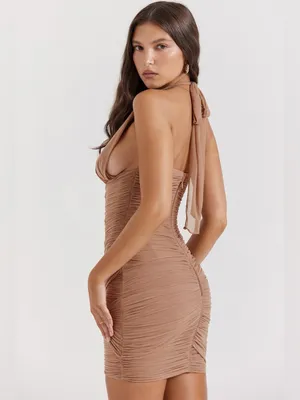HOUSE OF CB LAETITIA Hazelnut Gathered Mini Dress, Size X-Small, $239 thumbnail 7