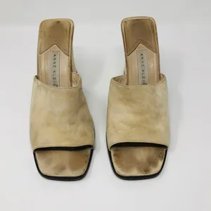 ANNE KLEIN tan suede heel 👡 slides thumbnail 3