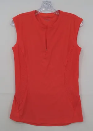 Athleta Womens Small Coral Orange Quarter Zip Sleeveless Cycling Training Top thumbnail 1