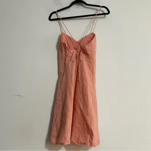 Hoodlamb Hemp Tailor Organic Cotton Flowy Back Tie Cut Out Dress Peach Coastal thumbnail 4
