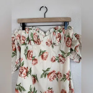 Superdown Revolve Lou Bustier Frill Mini Dress in Nude Floral size Medium $68 thumbnail 3