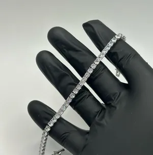 Moissanite Iced Out Tennis Bracelet Silver 3mm 8 Inches Brand New VVS1 D Color thumbnail 1
