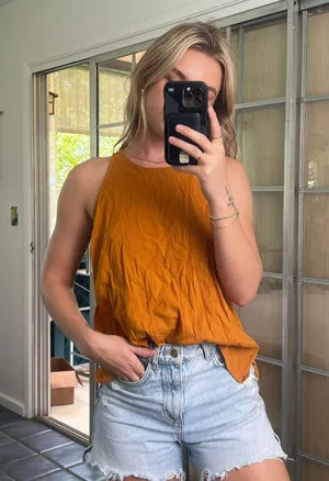 Old Navy Burnt Orange Linen Shirt thumbnail 1