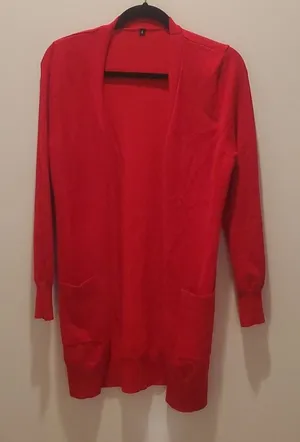 Adorable Long Red Cardigan Size S (47) thumbnail 1