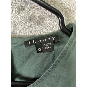 Theory Cotton Poplin Shift Dress‎ Green Size 10 Lagenlook Minimalist Pockets thumbnail 5
